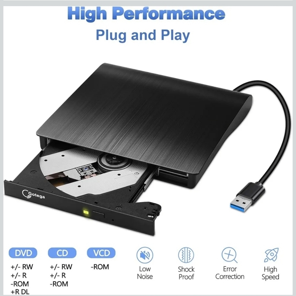 External DVD Drive USB 3.0 CD/DVD Burner Player for PC Laptop Mac